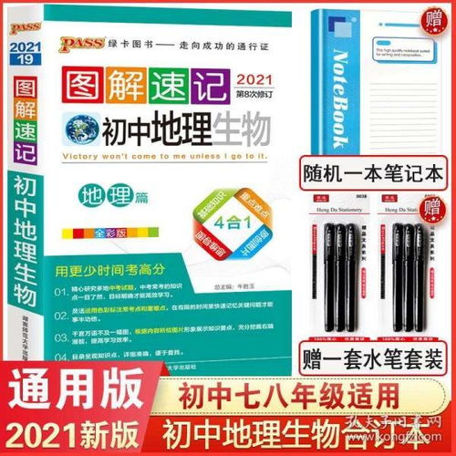 2021新版pass綠卡圖書圖解速記初中生物地理通用版 初一初二會考資料初中地理生物知識大全 七八年級中考基礎知識清單復習速記手冊